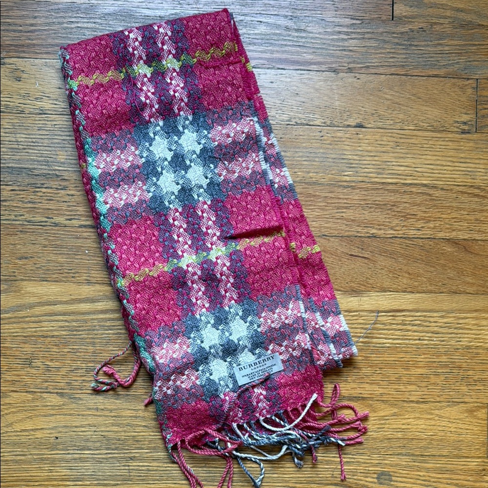 Burberry hot pink grey Plaid Scarf